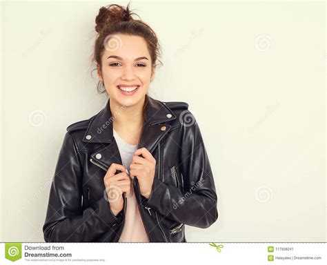 Girl With No Makeup In Summer Hipster Clothes Posing Near