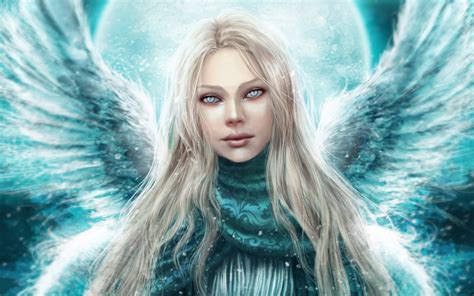 Wallpaper Face Eyes Long Hair Wings Angel Doll Head Iris Girl Beauty Fairy Computer