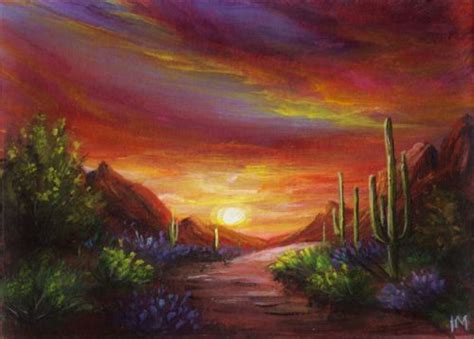 Aceo Original Southwest Desert Sunset Miniature Painting By Im Ebay