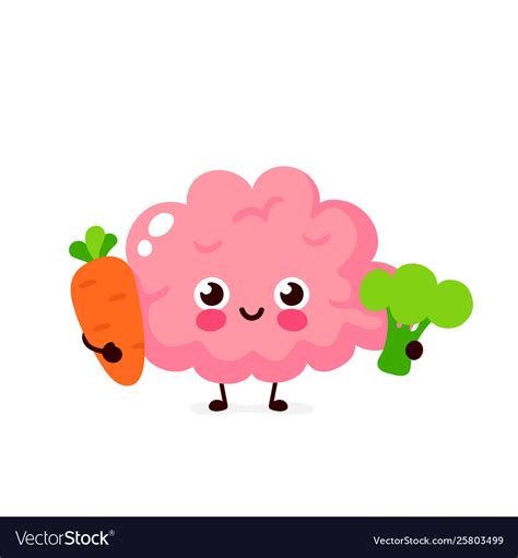 Cute Healthy Happy Brain Character Royalty Free Vector Image