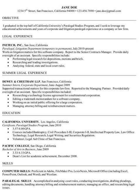 write  paralegal resume including samples