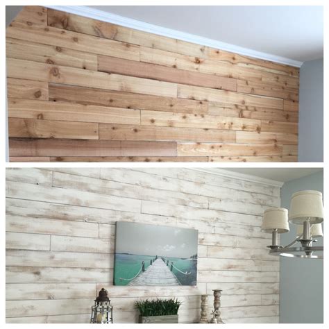White Washed Wood Wall Made From Cedar Fence Boards White Wash Wood