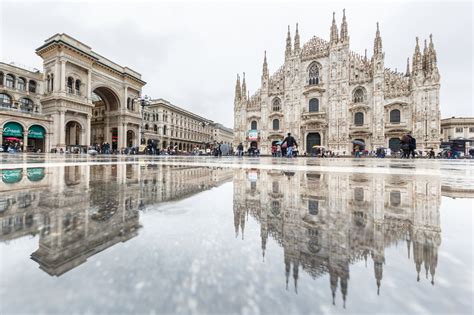 piazza del duomo in milano on a rainy day milan cathedral duomo city architecture