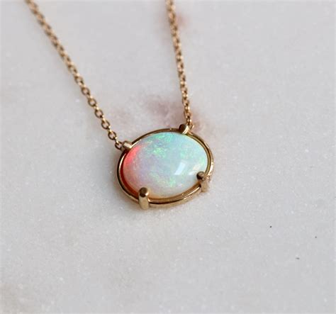 K Gold Opal Necklace Prism Necklace Layering Etsy