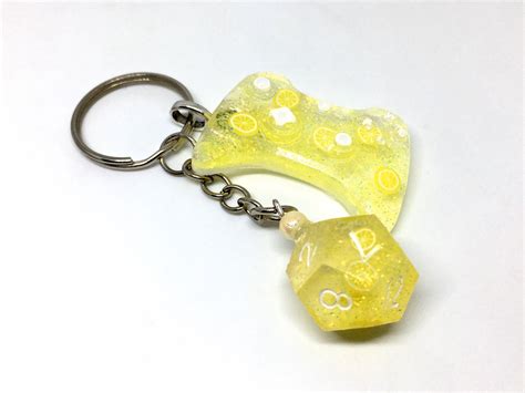 Lemon D12 Game Controller Key Chain Handcrafted Resin Dice Etsy