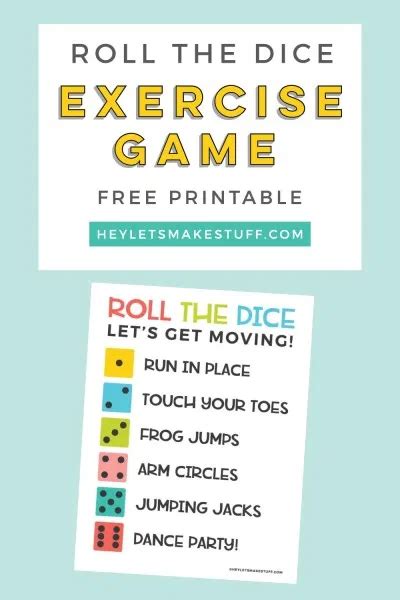 Printable Roll The Dice Exercise Game For Kids In 2020