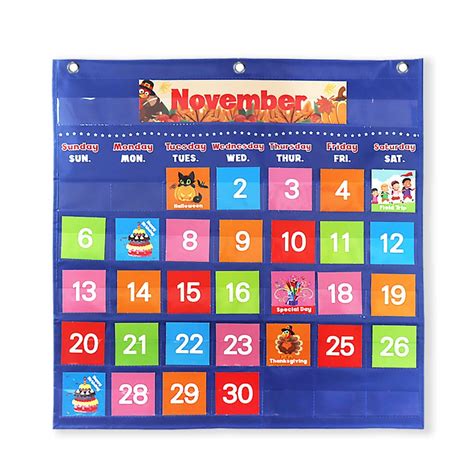 Buy Vnom Blue Calendar Pocket Chart For Classroomschool Pocket