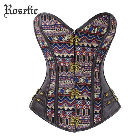 buy rosetic woman gothic corsets bustier sexy club girl brown pu belts