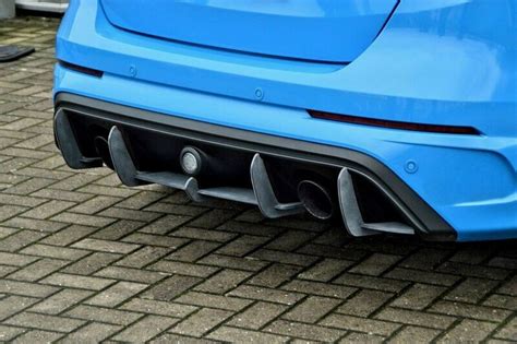 For Ford Focus RS 15 18 Rear Bumper Diffuser Addon With Ribs Fins