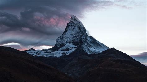 Download Wallpaper 1366x768 Mountain Summit Clouds Switzerland