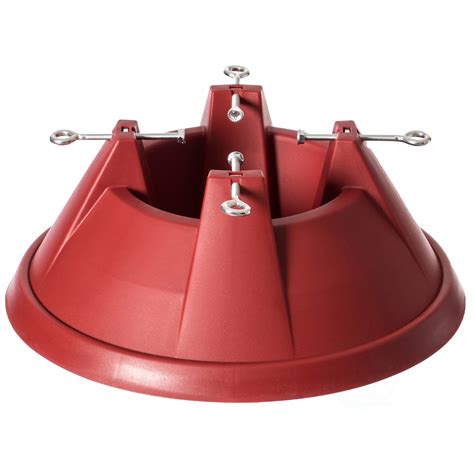 Gardenised Plastic Christmas Tree Stand With Screw Fastener Red The