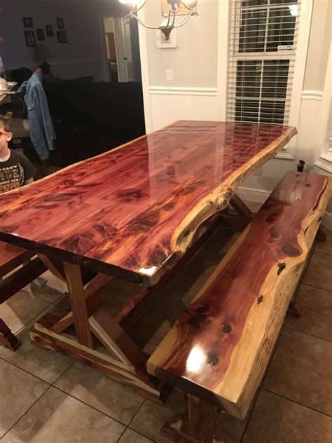 Free plans created by ana white here: Cedar farmhouse table | Ana White | Rustic farmhouse table, Rustic kitchen tables, Farmhouse ...
