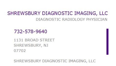 1346295854 Npi Number Shrewsbury Diagnostic Imaging Llc Shrewsbury