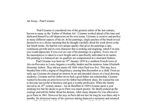 Students in the first semester of thesis research (art 8000) must submit a one page typed thesis proposal to their committee chair no later than the tenth day of the semester. Art Essay - Paul Cézanne. - A-Level Art & Design - Marked by Teachers.com