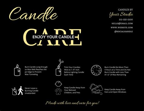 Editable Candle Care Card Printable Candle Care Template Etsy