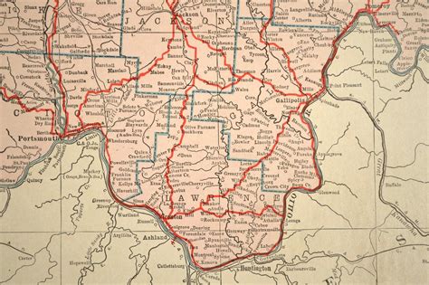 Southern Ohio Map Of Ohio Wall Decor Art Large Road Map Etsy