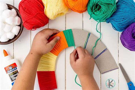Yarn Wrapped Rainbow Craft For Kids