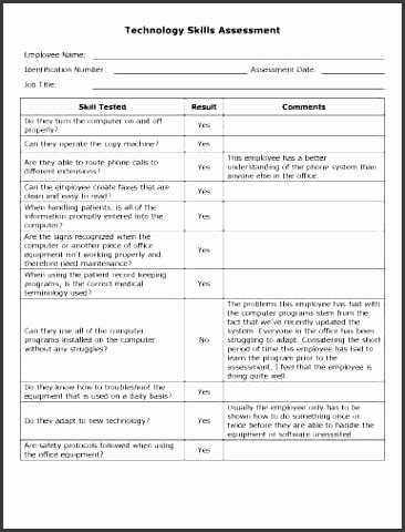 employee skills assessment template sampletemplatess