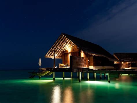 maldives tropical bungalows scenery hd wallpaper preview