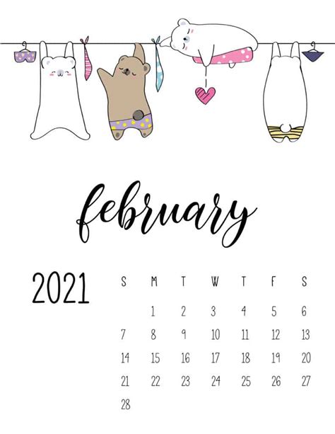Cute Printable Blank February 2021 Calendar You Can Edit Each 2021