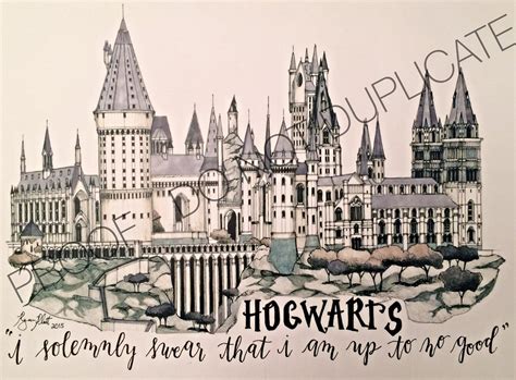 Hogwaarts Pen Drawings Hogwarts Castle Graphite Drawing By