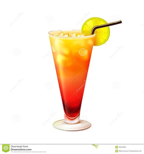 Tequila Sunrise Cocktail Realistic Stock Vector Image 46379325