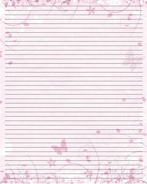 Lined Pink Butterfly Stationery Printable Lined Paper Free Printable