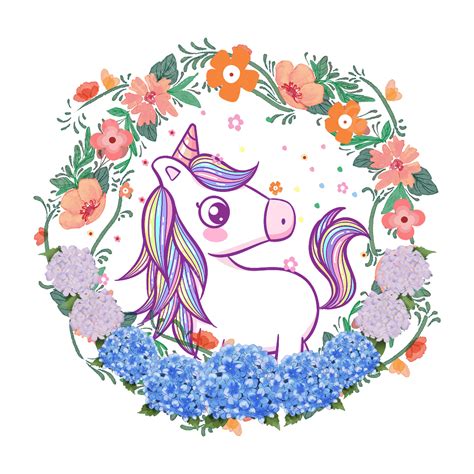 Unicorn Flower Png Picture Cartoon Unicorn Flower Wreath Cartoon
