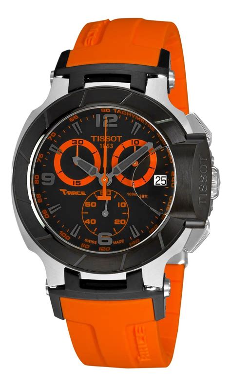 tissot men s t0484172705704 t race quartz orange strap chronograph dial watch amazing watches
