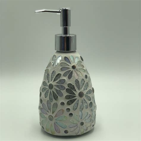 This soap dispenser from kimi cuisine is one of their best selling items. White Flower Mosaic Soap Dispenser | Earth Saltz
