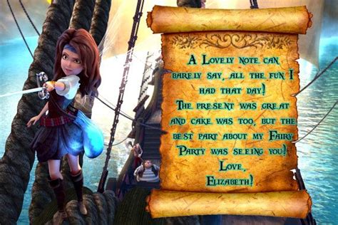 Pirate Fairy Zarina Birthday Thank You Card Zarina Invite Pirate