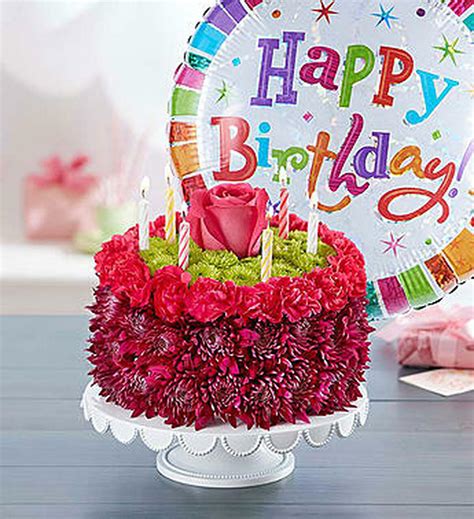 Bite into fresh floral birthday cakes! Birthday Wishes Flower Cake Purple - Conroy's Flowers Cypress