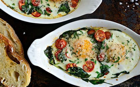 Tomato Spinach And Parmesan Baked Eggs Faith Middleton S Food Schmooze