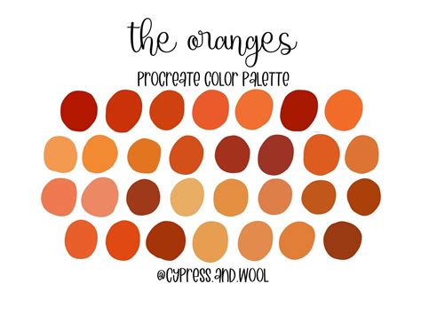 The Oranges Procreate Color Palette Color Swatches Ipad Etsy Color