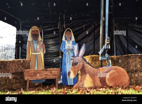 Mary Joseph And Donkey Nativity Suffolk England Stock Photo Alamy