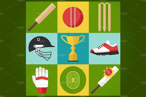 Cricket Icons Custom Designed Graphic Objects Creative Market