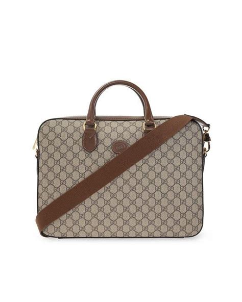 Gucci Interlocking G Monogram Laptop Bag In Brown For Men Lyst