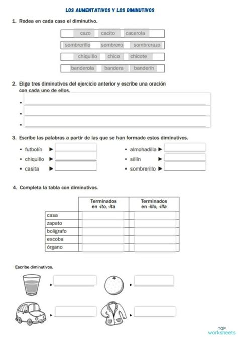 Aumentativos Y Diminutivos Fichas Interactivas Y Ejercicios Online