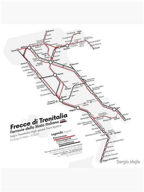 Italys Trenitalia High Speed Train System Map 2020 2 Sticker For