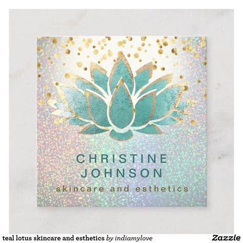 At least where your business card is concerned! teal lotus skincare and esthetics square business card ...