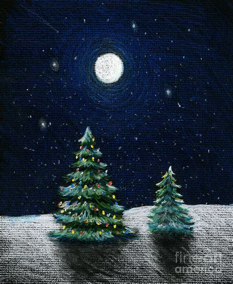 Christmas Trees In The Moonlight Drawing By Nancy Mueller Fine Art