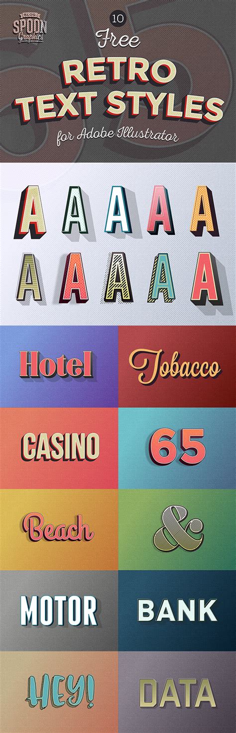 10 Free Retro Text Effect Graphic Styles For Adobe Illustrator