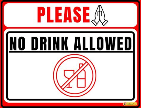 10 Printable No Food Or Drink Sign Drink Signs Printable Signs Drinks