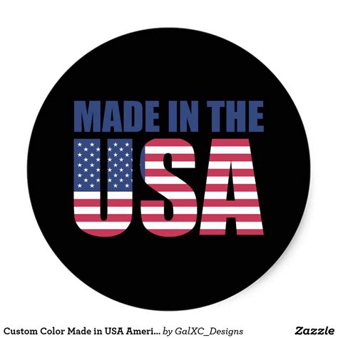 Custom Color Made In Usa American Flag Classic Round Sticker Zazzle