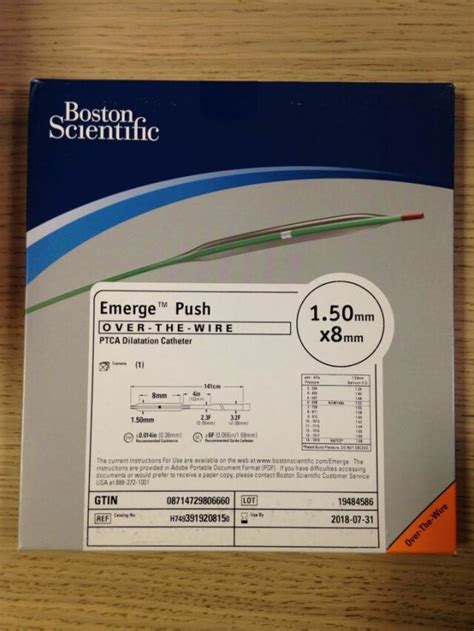 New Boston Scientific Emerge Push Over The Wire Ptca Dilatation