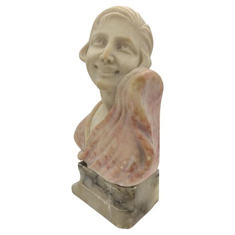 Art Deco Style Continental Carved Alabaster Bust Depicting An Oriental