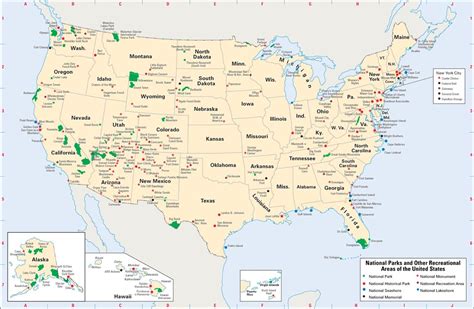 National Parks And Monuments Map National Parks Map