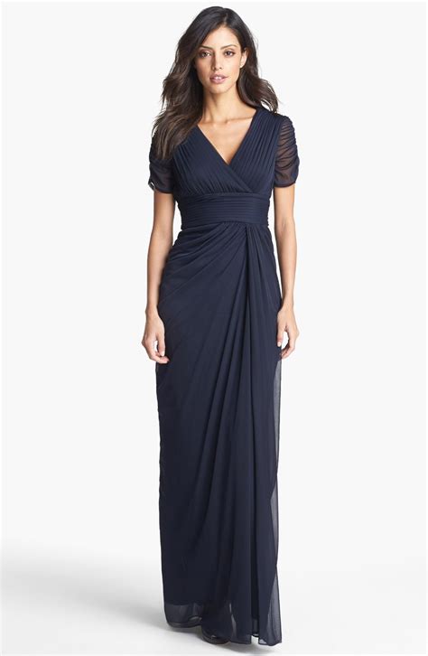 Adrianna Papell Draped Mesh Gown Nordstrom