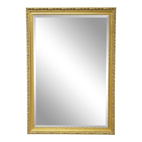 The mirror create clean and sharp lines. Carolina Mirror Company Gilt Framed Beveled Mirror | Chairish