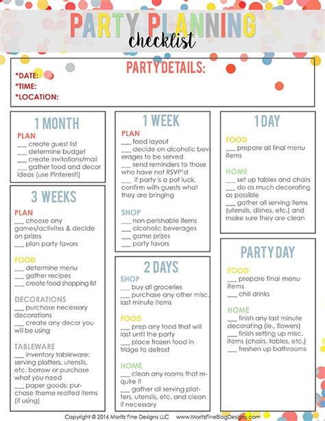 Easy Party Planning Checklist Free Printable Included Party